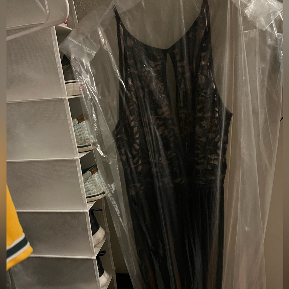 Prom dress. Black and tan,long dress,new wore it, size 5. - Picture 1 of 1